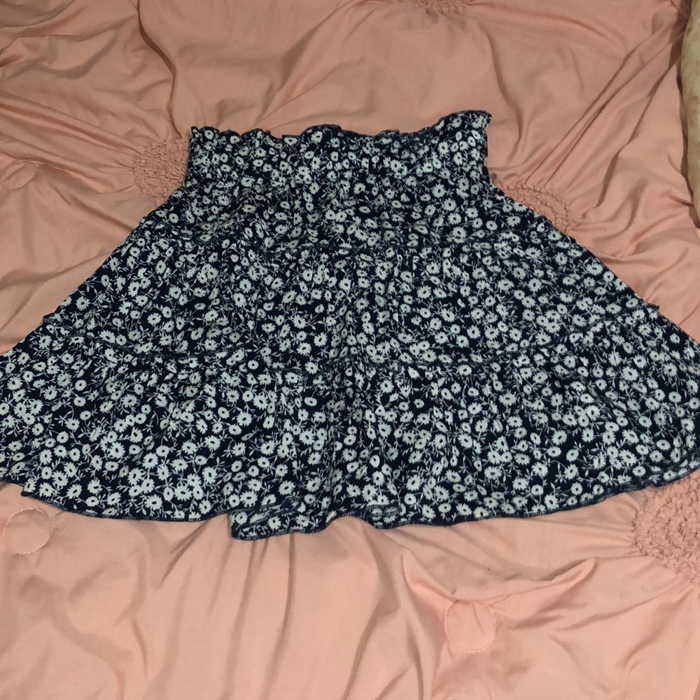 Blue Floral Mini Skirt